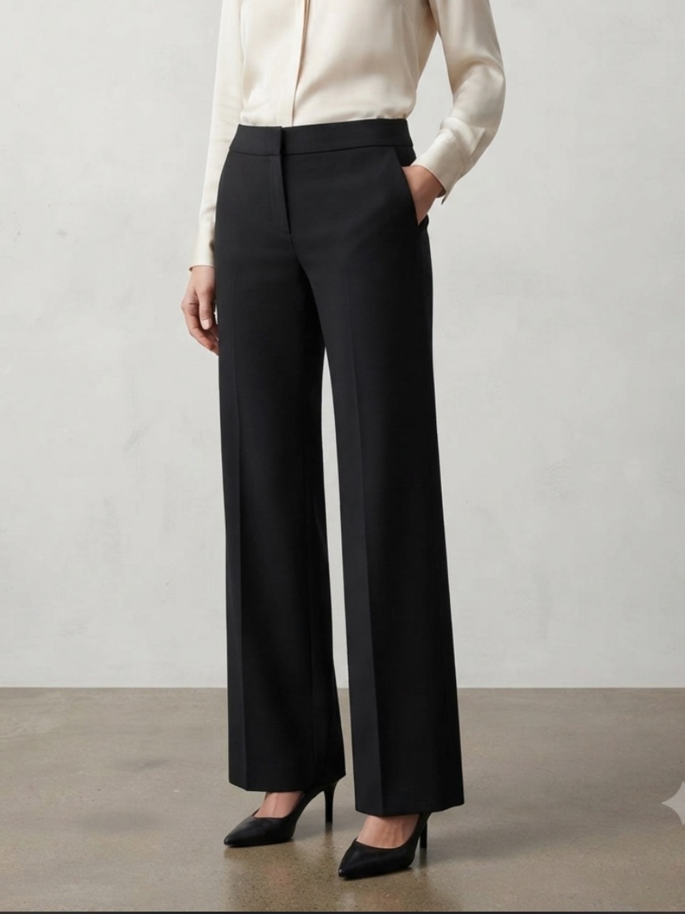 J.Crew 365 Edie Full Length Trouser Pants Black Womens Size 8P Petite G9065